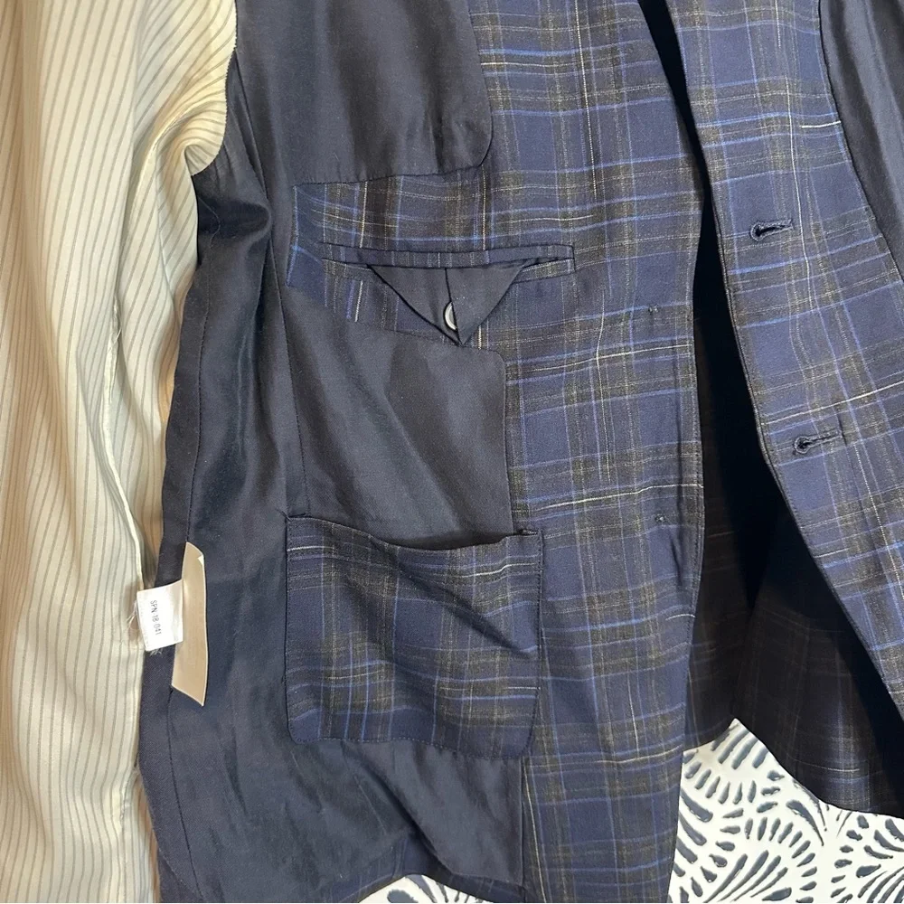 MM. Lafleur Plaid Virgin Wool Blend Business Blazer - Picture 9 of 16